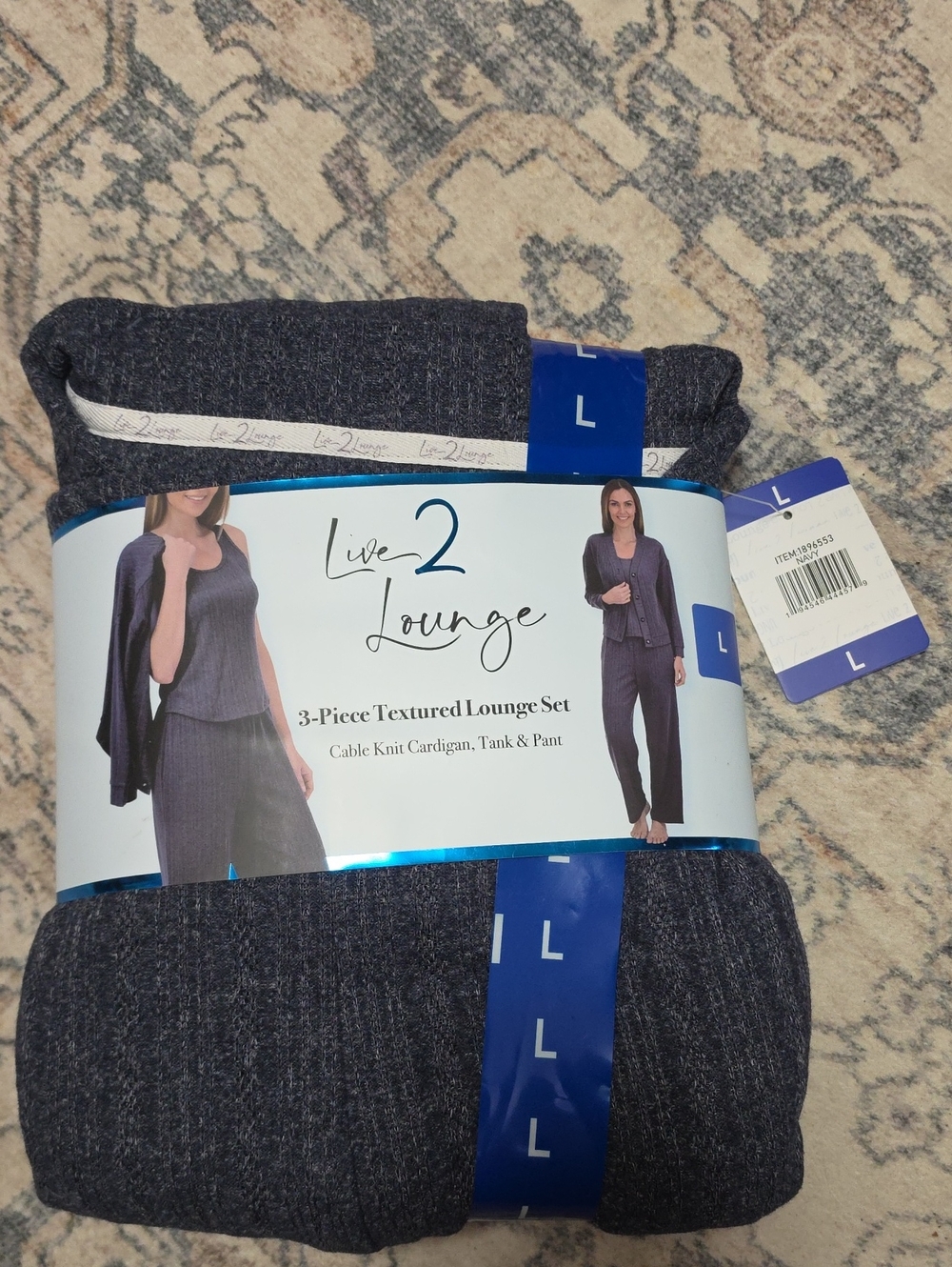 New Live 2 Lounge 3-Piece Textured Lounge Set - Navy Blue
